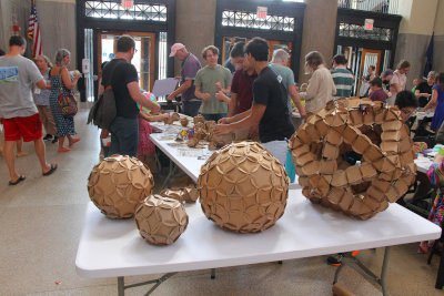 Cardboard sphere creations at Bridges 2024