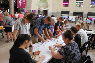 Engrossed in puzzles at Bridges 2024